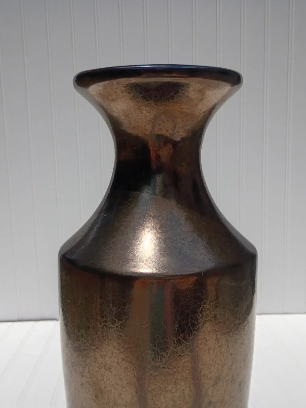 Vintage Haeger Floral Gunmetal Bronze Ceramic Vase 17” Large Mid Century USA MCM